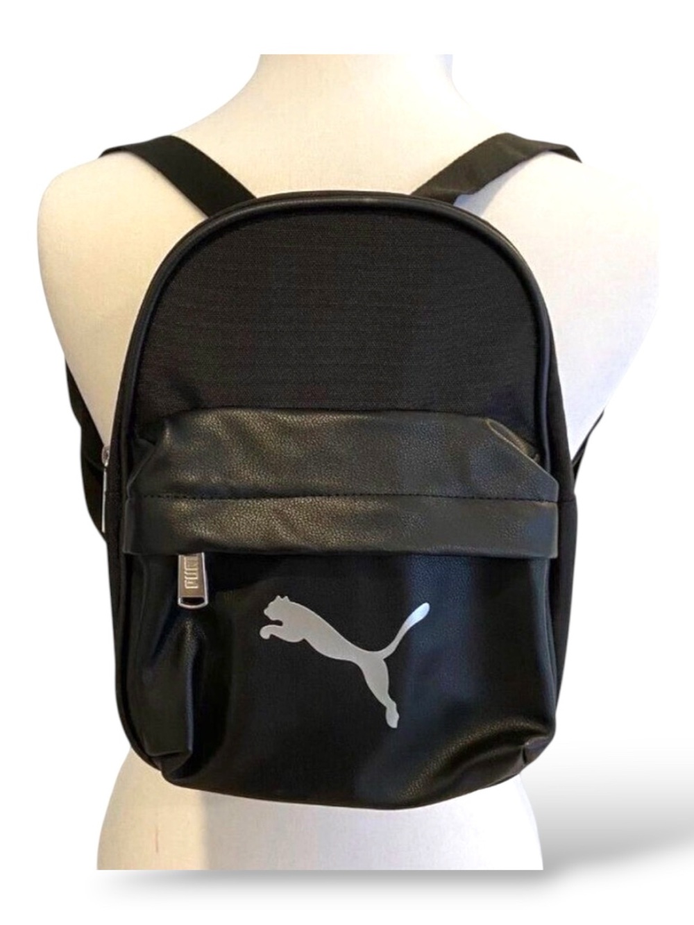 Puma Black Mini Backpack With Adjustable Straps & Logo traveling lightweigh